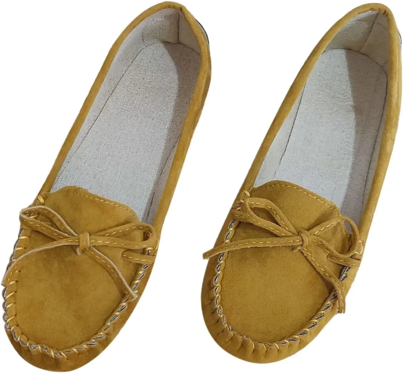 Sunporx Moccasin Shoes for Women Casual Bowknot Penny Loafers Womens Moccasin Slippers Driving Moccasins Shoes Suede Slip on Flat Shoes