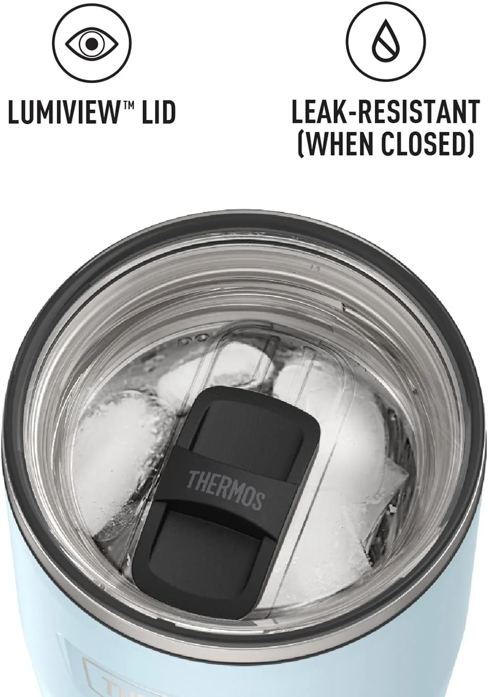 THERMOS ICON SERIES, Stainless Steel Cold Tumbler with Slide Lock, 24 Ounce, Glacier