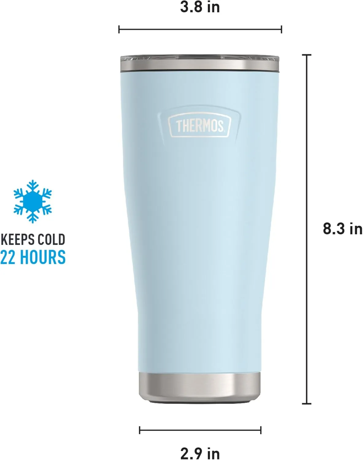 THERMOS ICON SERIES, Stainless Steel Cold Tumbler with Slide Lock, 24 Ounce, Glacier