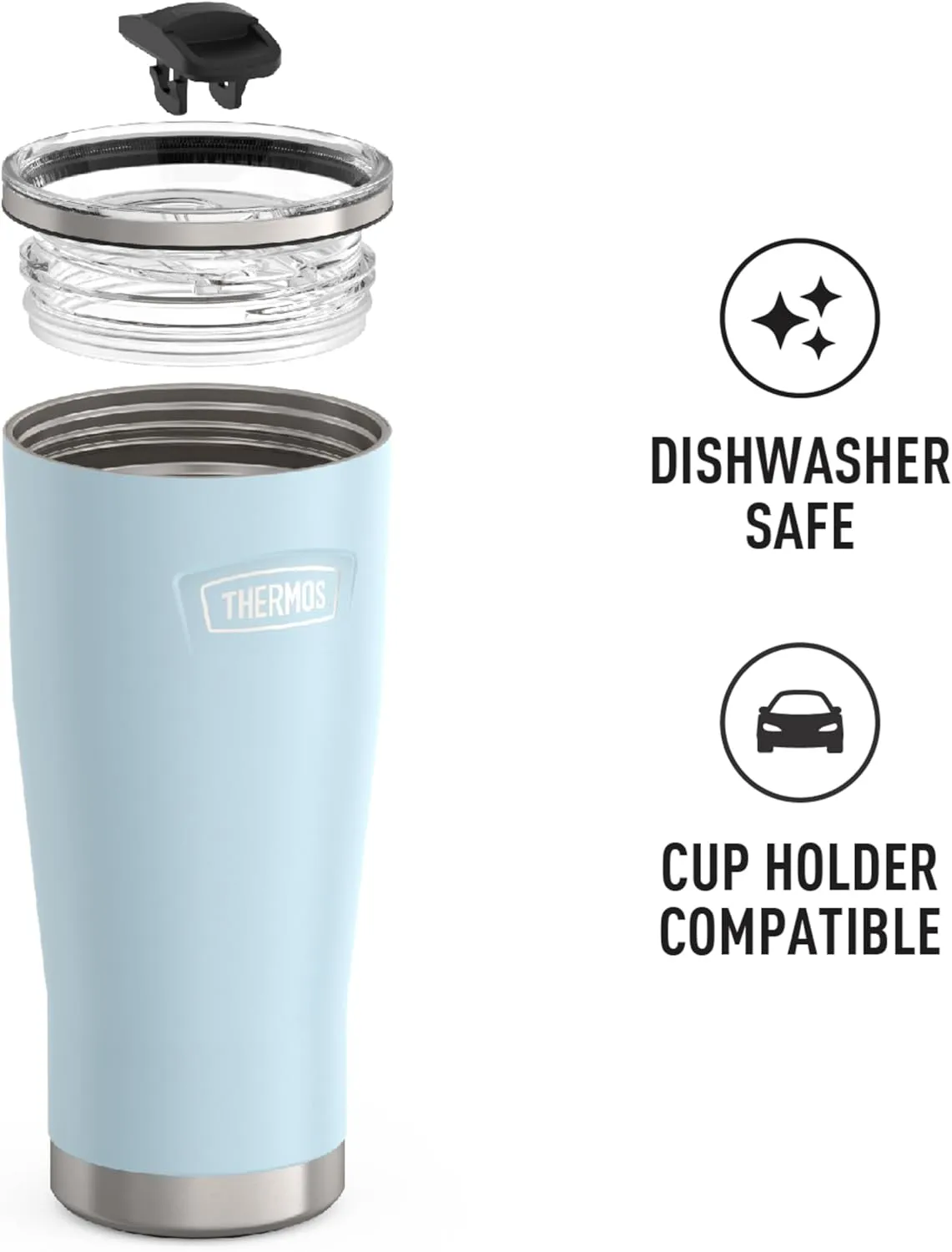 THERMOS ICON SERIES, Stainless Steel Cold Tumbler with Slide Lock, 24 Ounce, Glacier