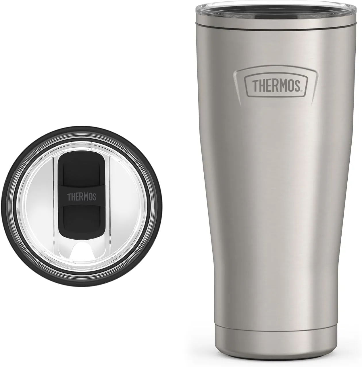 THERMOS ICON SERIES, Stainless Steel Cold Tumbler with Slide Lock, 24 Ounce, Matte Stainless Steel