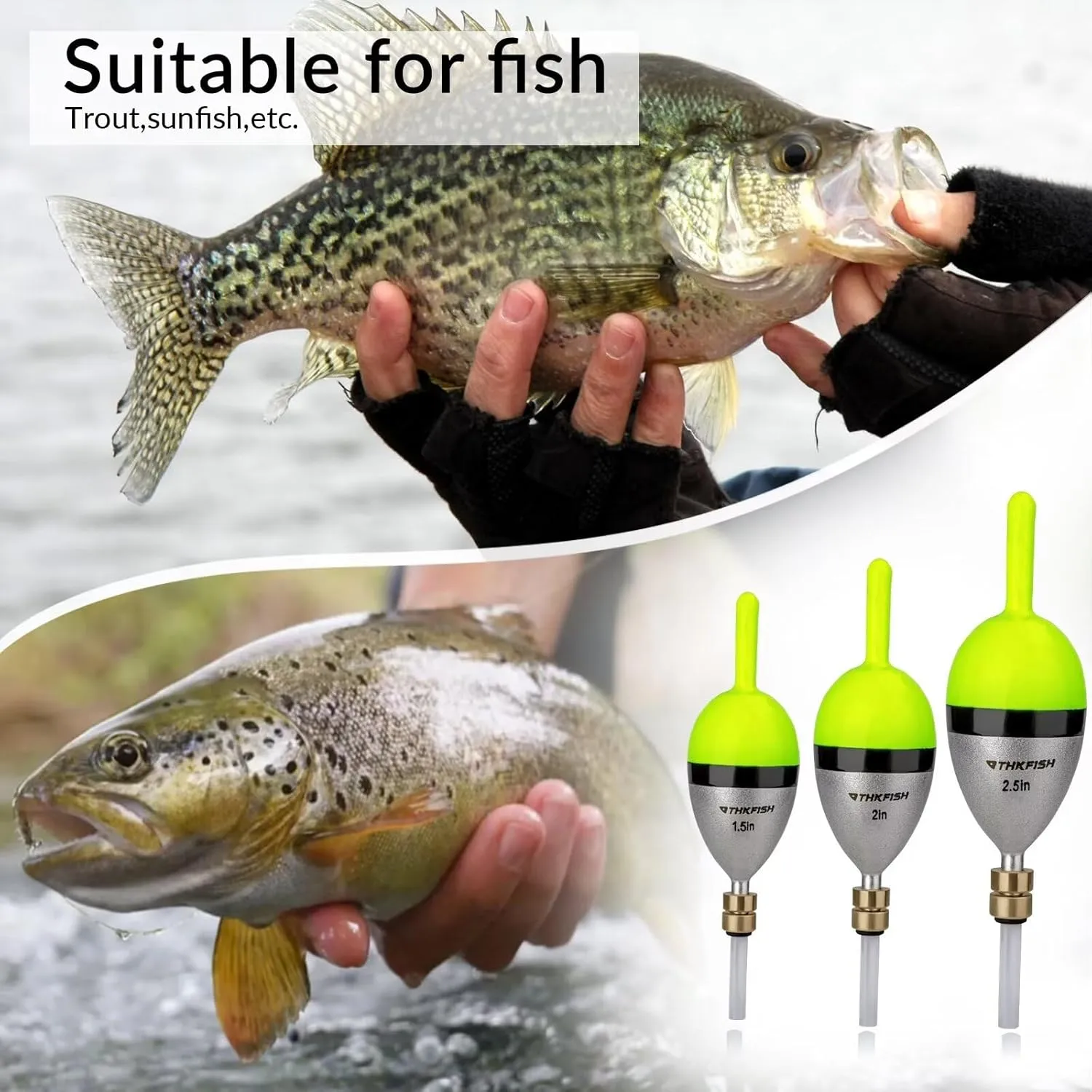THKFISH Fishing Bobber Slip Bobber Fishing Floats for Crappie Balsa Bobbers for Panfish,Walleye,Salmon Floatage