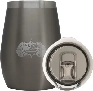 Toadfish Non-tipping 10oz Double Wall Insulated Stainless Steel Stemless Travel Wine Tumbler w/Easy Slide Lid - Graphite