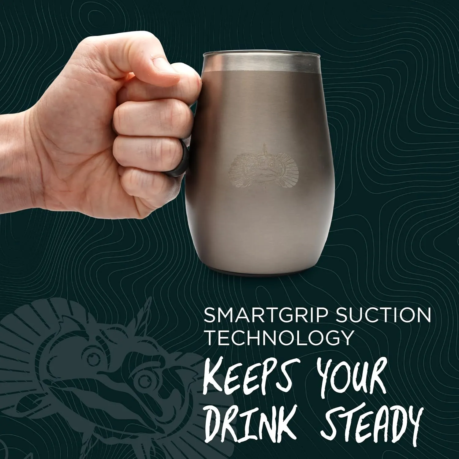 Toadfish Non-tipping 10oz Double Wall Insulated Stainless Steel Stemless Travel Wine Tumbler w/Easy Slide Lid - Graphite