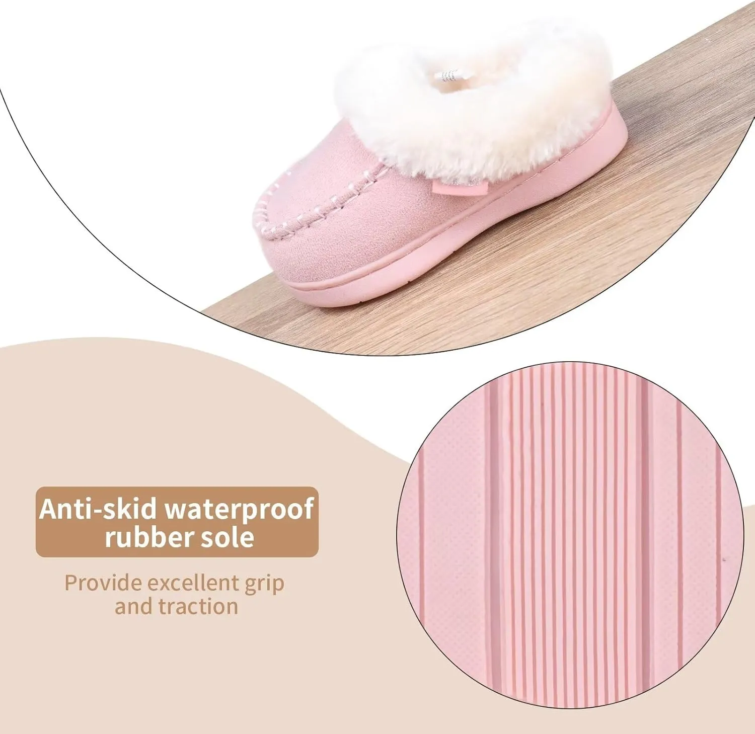 Toddler Kids House Shoes Slippers with Memory Foam Fuzzy and Warm Cozy Comfort Fleece Clog Slip On Sole Protection for Boys Girls Indoor Outdoor