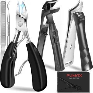 Toenail Clippers for Thick Toenails for Seniors, Angled Large Toe Nail Clippers Set for Men, Heavy Duty Ingrown Toenail Clippers with Wide Opening, Long Handle, Ergonomic Head, Gifts for Men & Women