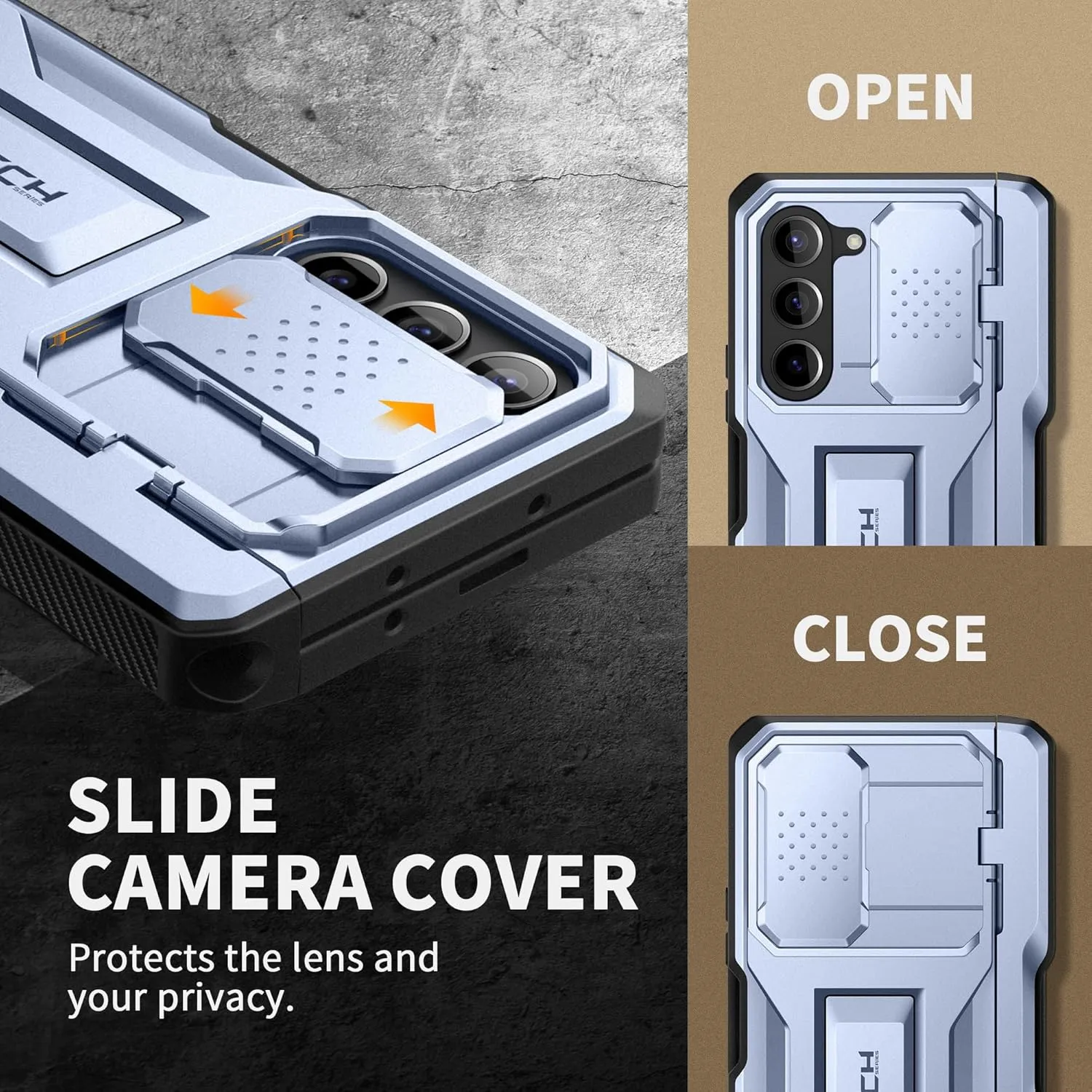 TONGATE for Z Fold 5 Case, [with S Pen Holder & Hinge Protection] [Glass Screen Protector & Slide Camera Cover] Military Drop Phone Case for Samsung Galaxy Z Fold 5 with Stand & Belt Clip, ICY Blue