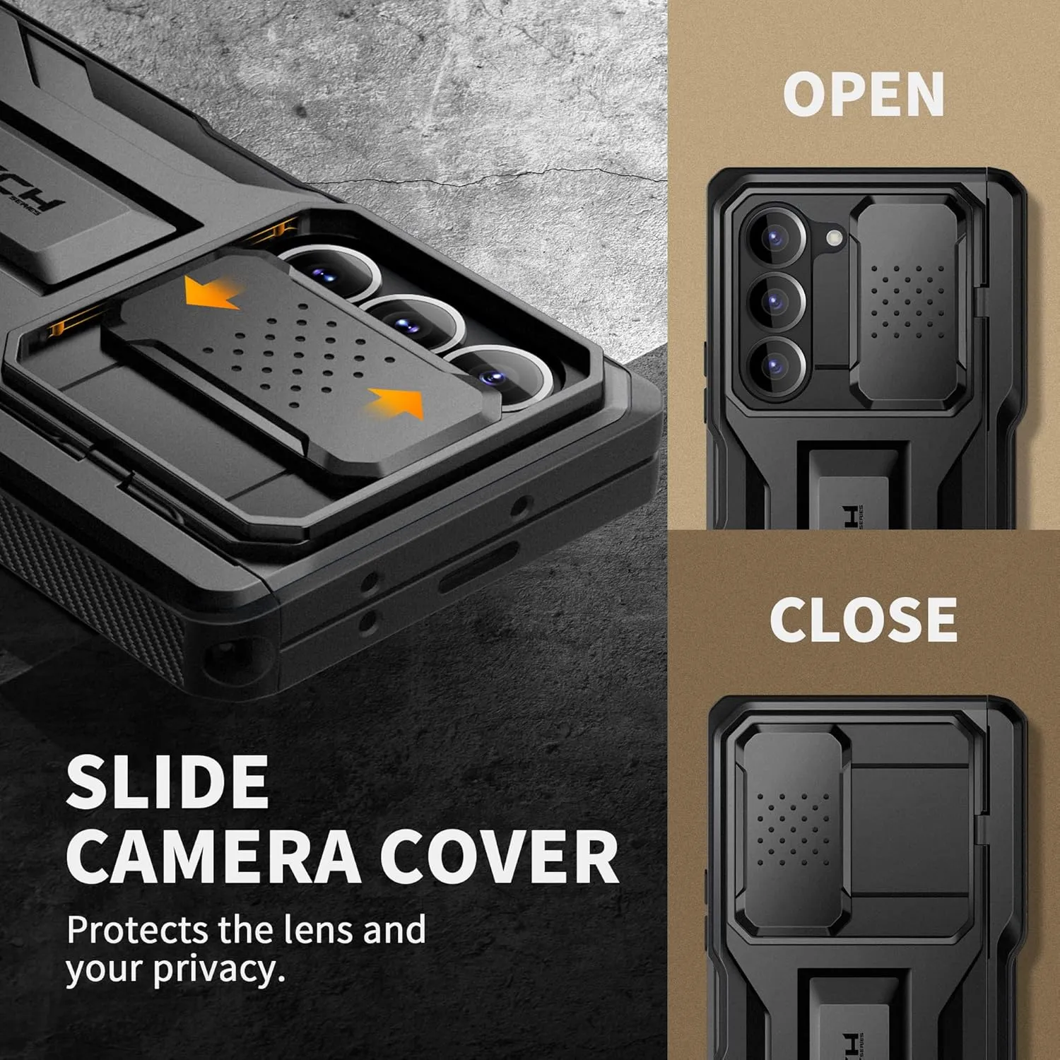 TONGATE for Z Fold 6 Case, [with S Pen Slot & Hinge Protection] [Privacy Glass Screen Protector] Full-Body Military Drop Phone Cases for Samsung Galaxy Z Fold 6 Case with Kickstand & Belt Clip, Black