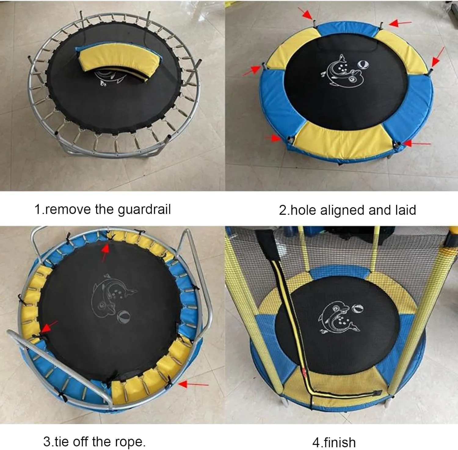 Trampoline Spring Cover, Mini Trampoline Cover, Trampoline Pad Replacement, Round Arch Trampoline Accessories for Kids Adults, Waterproof and Tear-Resistant(Blue,1.5m)