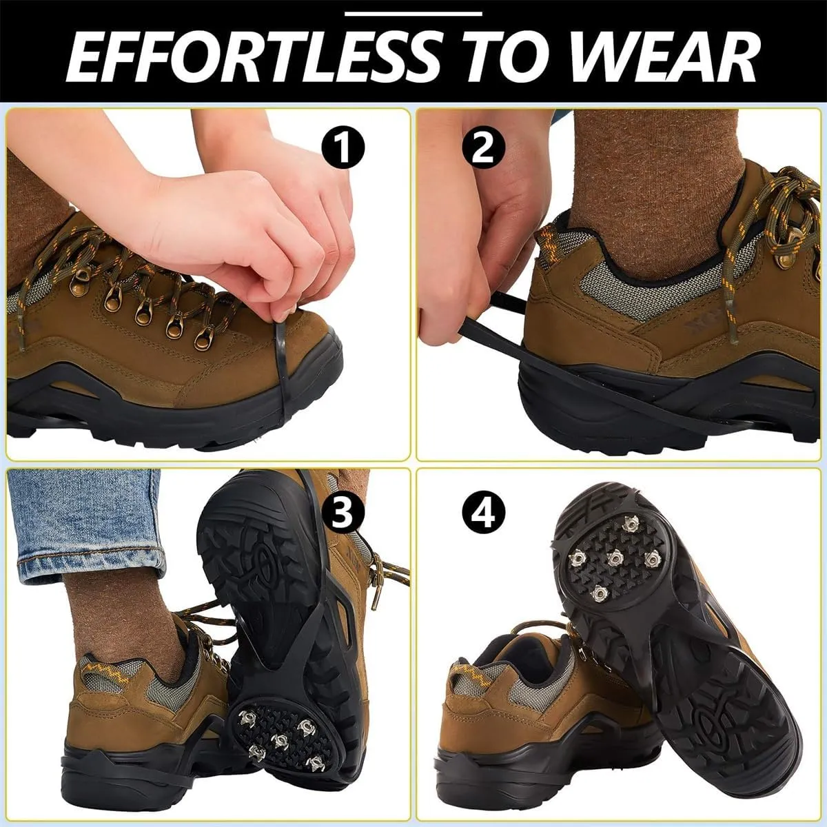 Universal Ice Cleats,Non Slip Gripper Spikes,Non Slip Gripper Spikes Ice Cleats Snow Traction Cleats Crampons for Women Men Walking and Running on Snow and Ice