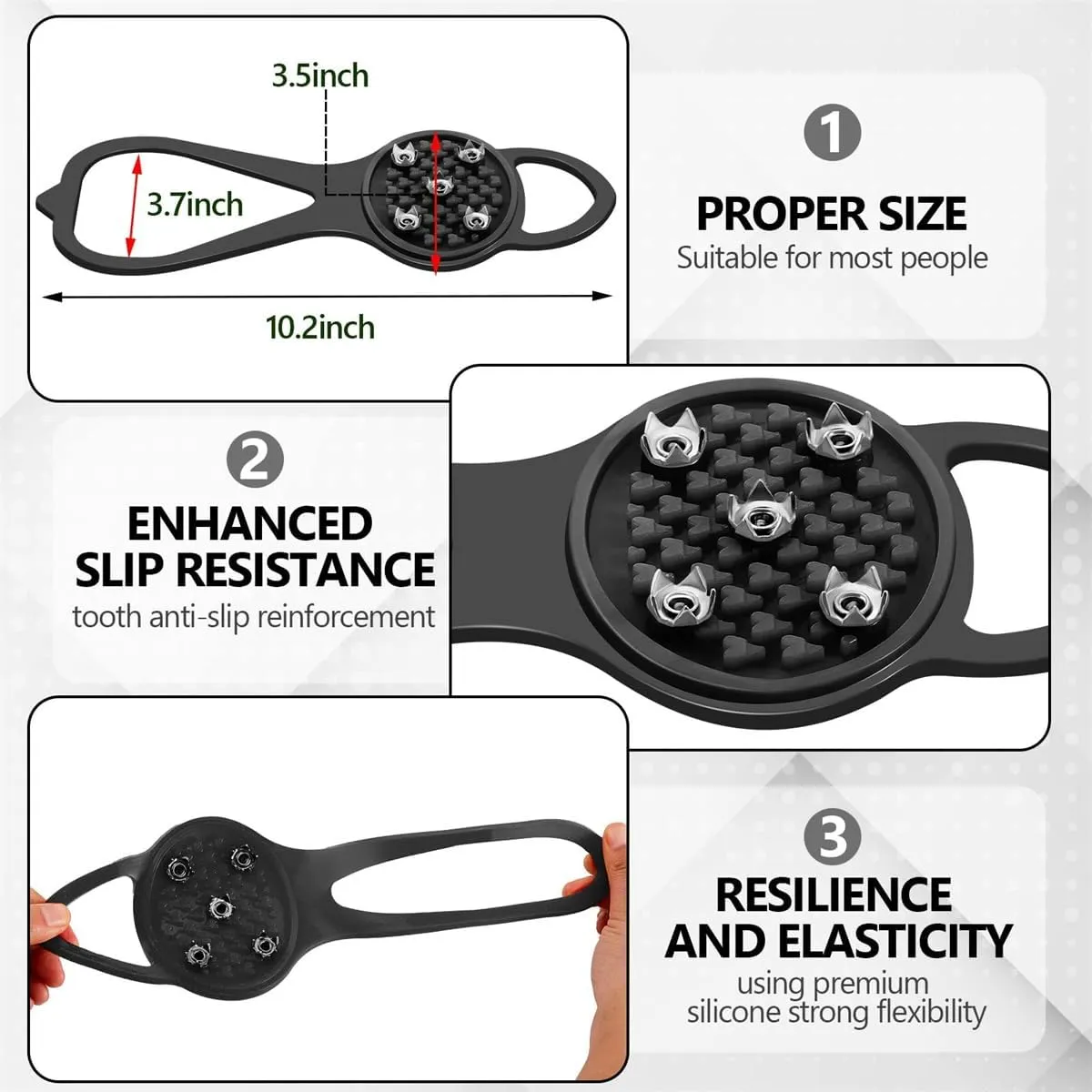 Universal Ice Cleats,Non Slip Gripper Spikes,Non Slip Gripper Spikes Ice Cleats Snow Traction Cleats Crampons for Women Men Walking and Running on Snow and Ice