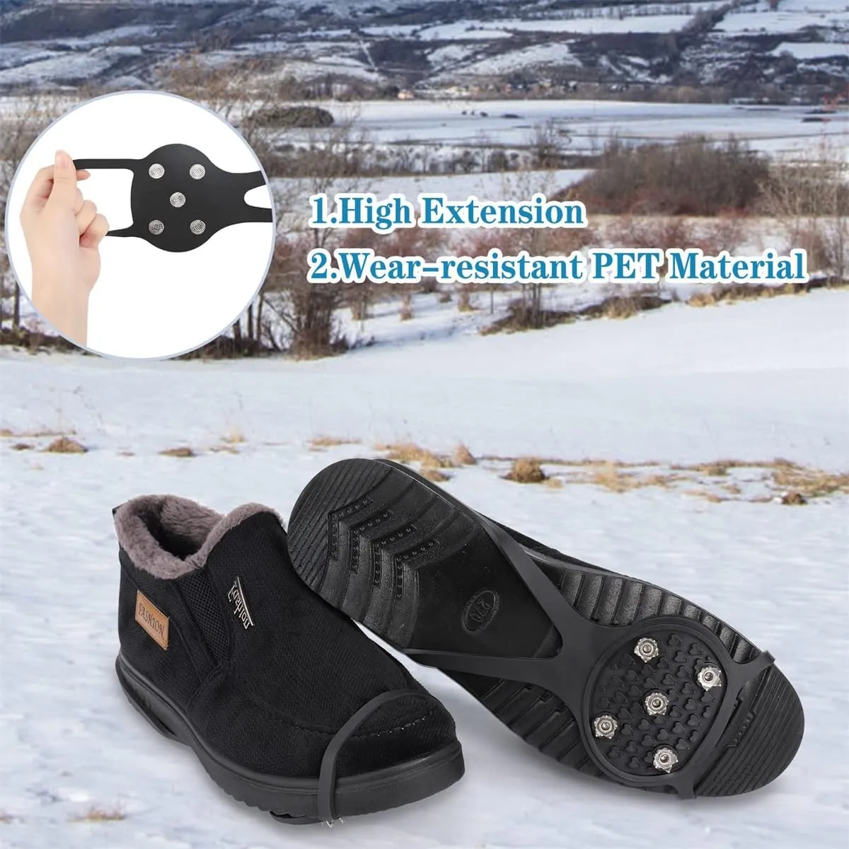 Universal Ice Cleats,Non Slip Gripper Spikes,Non Slip Gripper Spikes Ice Cleats Snow Traction Cleats Crampons for Women Men Walking and Running on Snow and Ice