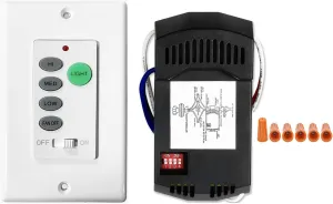 Universal UC9050T Ceiling Fan Remote Control Kit, Adjustable 3 Speed, Light Dimmer Wall Remote Switch, Compatible with UC9050T 53T 35T HD5 Neutral Wire is no Required. (with Receiver)