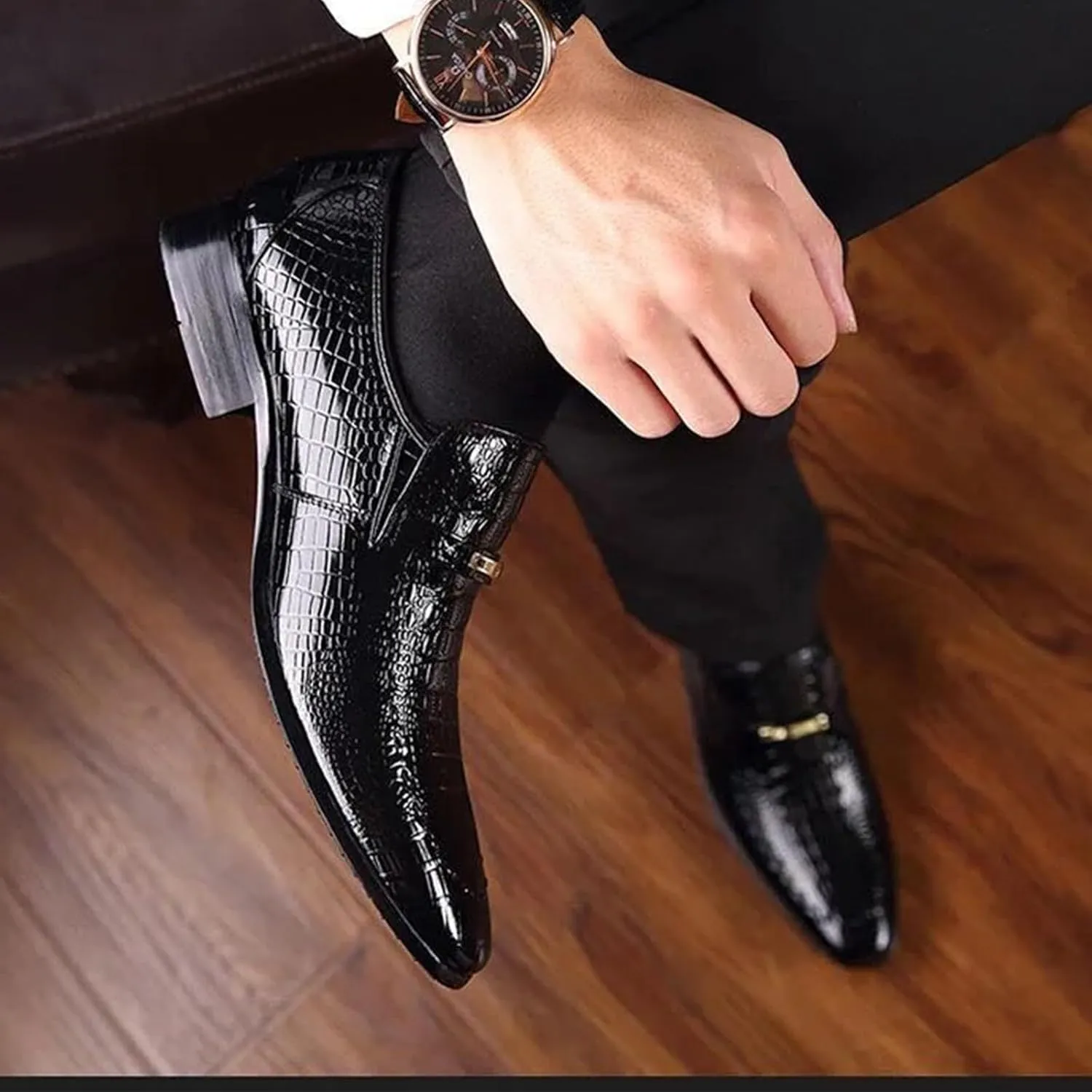 UOQAPRE Men's Oxfords Formal Dress Shoes Classic Oxford Dress Shoes Formal Business Full Leather Shoes for Men