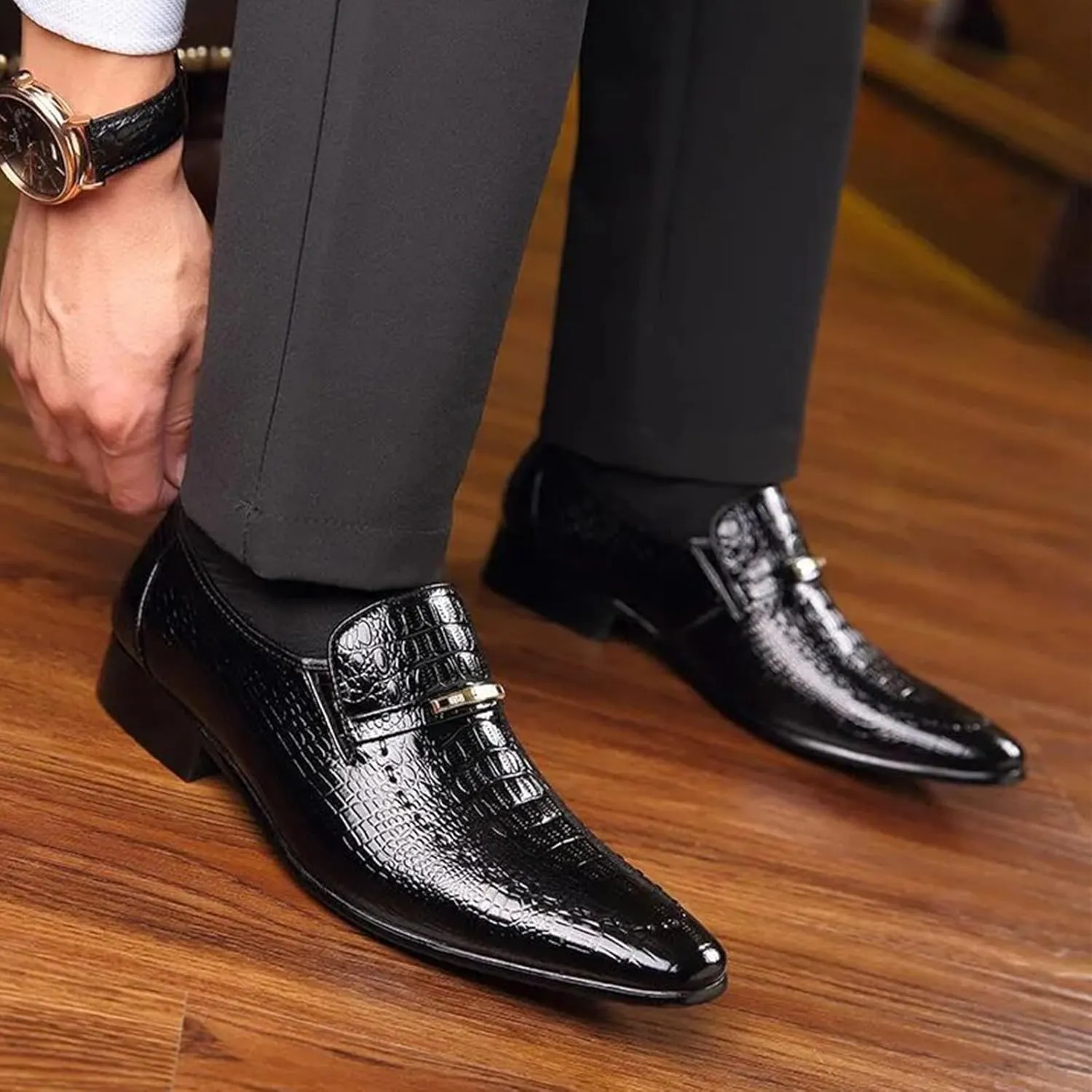 UOQAPRE Men's Oxfords Formal Dress Shoes Classic Oxford Dress Shoes Formal Business Full Leather Shoes for Men