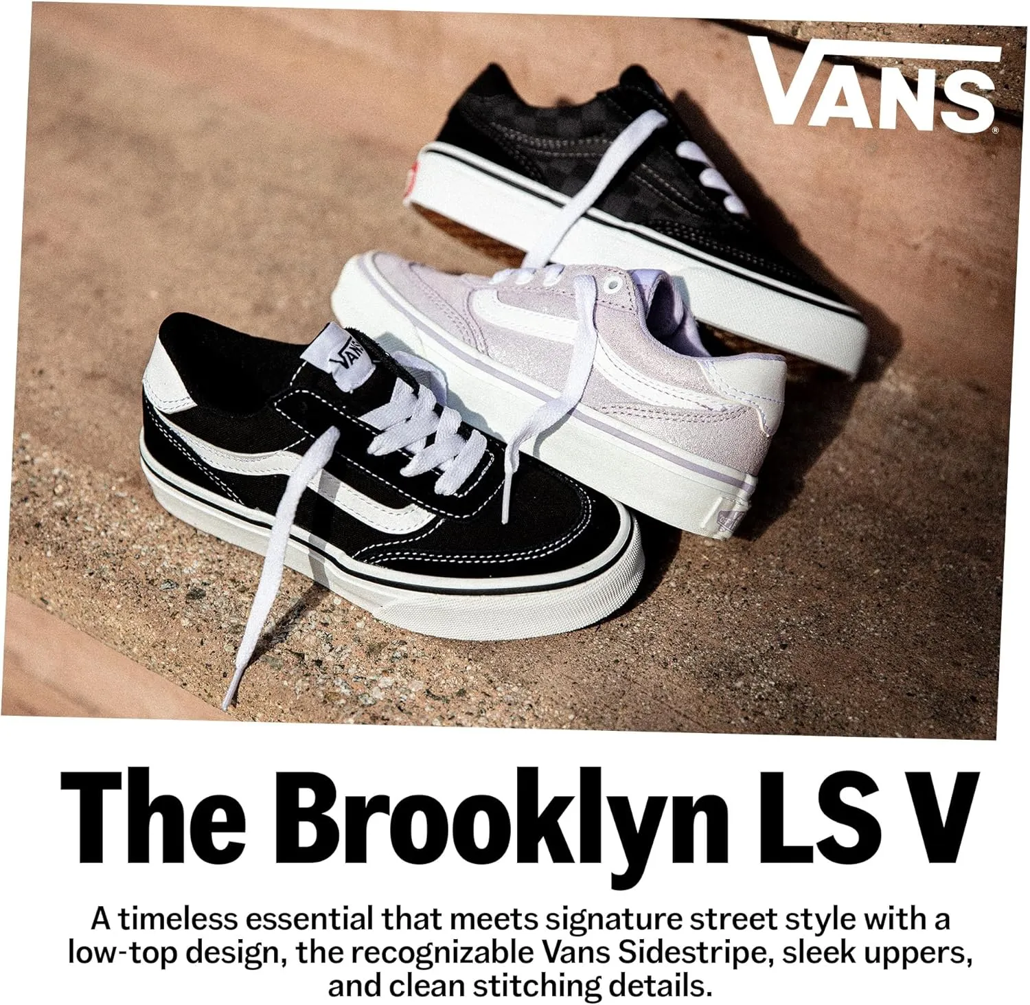 Vans Unisex-Child Brooklyn Ls Shoe | Kids' Low-top Sneakers for Boys & Girls, Casual Fashion Footwear