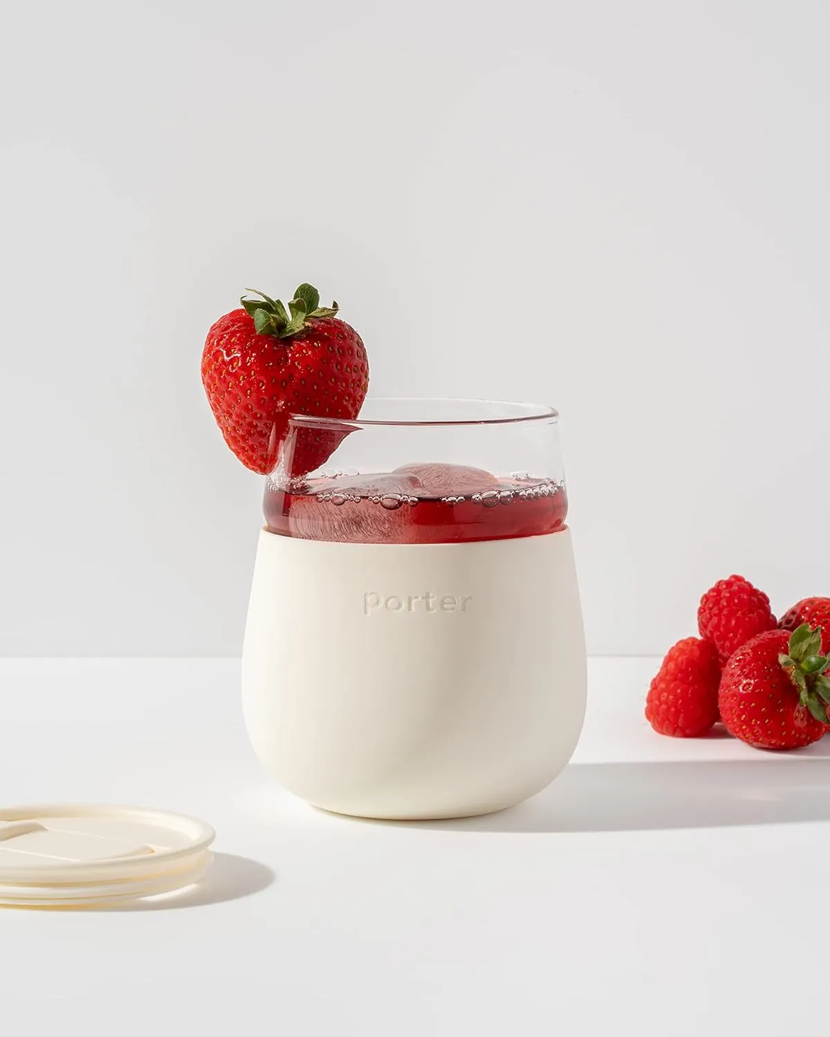 W&P Porter Wine Cocktail Glass w/ Protective Silicone Sleeve | Cream 15 Ounces | On-the-Go | Reusable | Portable | Dishwasher Safe