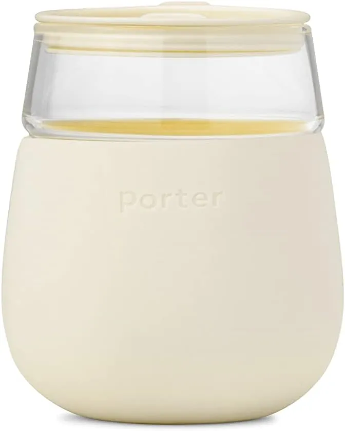 W&P Porter Wine Cocktail Glass w/ Protective Silicone Sleeve | Cream 15 Ounces | On-the-Go | Reusable | Portable | Dishwasher Safe
