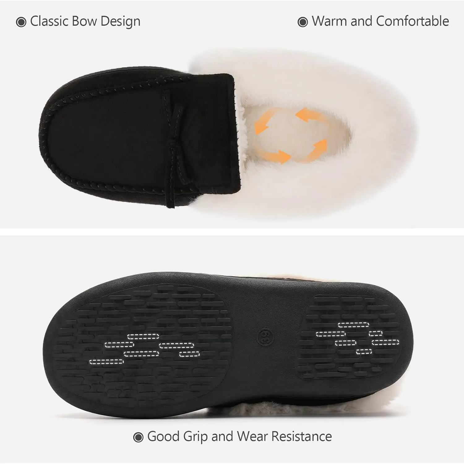 WateLves Womens Micro Suede Moccasin Slippers Memory Foam Plush Lining Warm Indoor Outdoor