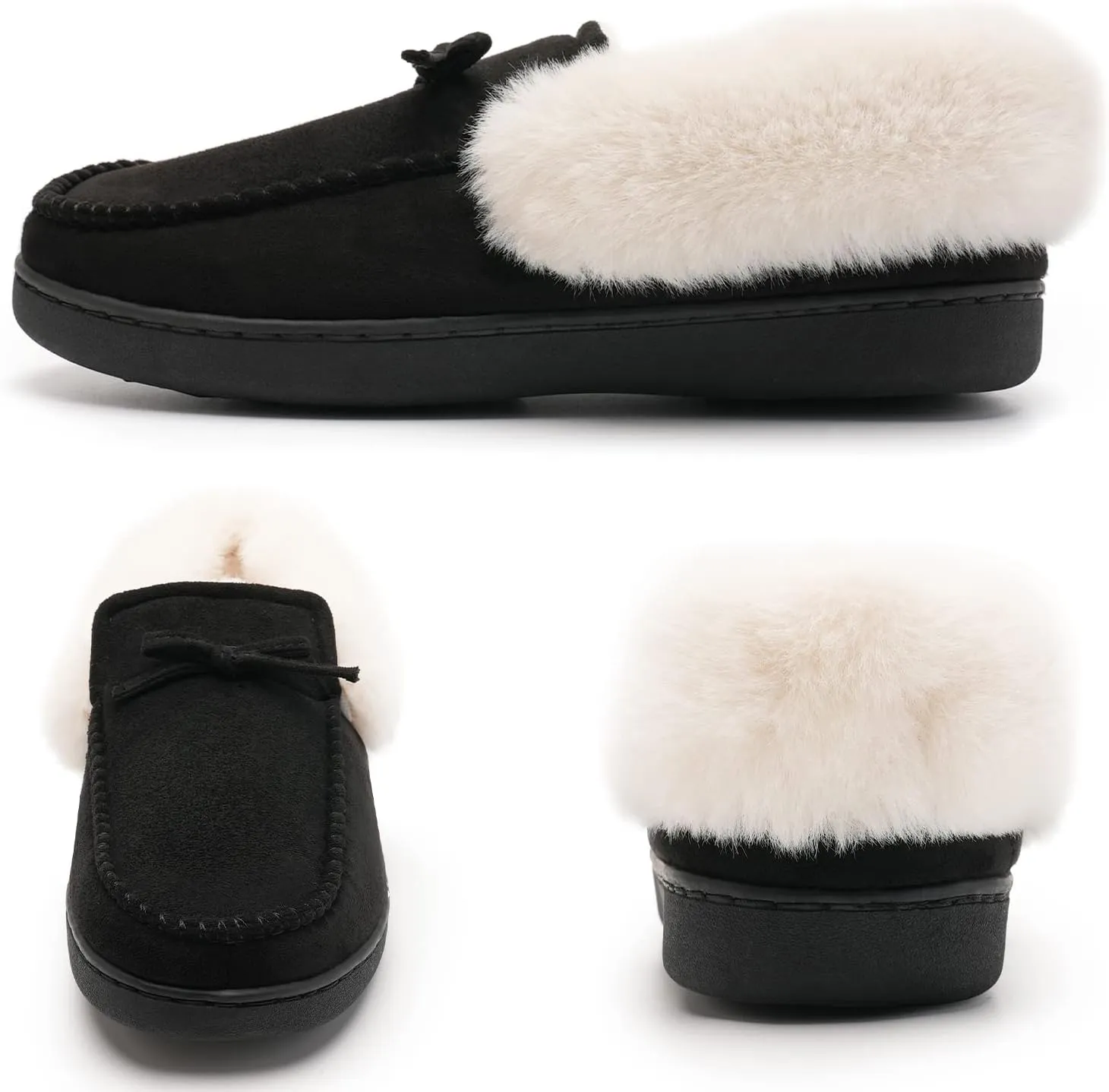 WateLves Womens Micro Suede Moccasin Slippers Memory Foam Plush Lining Warm Indoor Outdoor