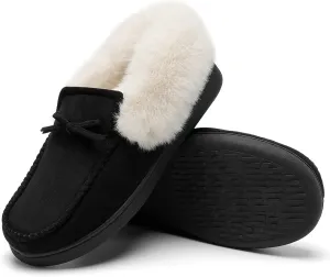 WateLves Womens Micro Suede Moccasin Slippers Memory Foam Plush Lining Warm Indoor Outdoor