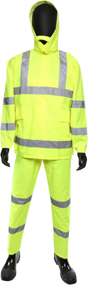 West Chester 4033 HI-VIS Rain Suit - 4X Large 3 Piece Lime Green Rain Suit, Poly Oxford Material with PU Coating. Safety Work Wear