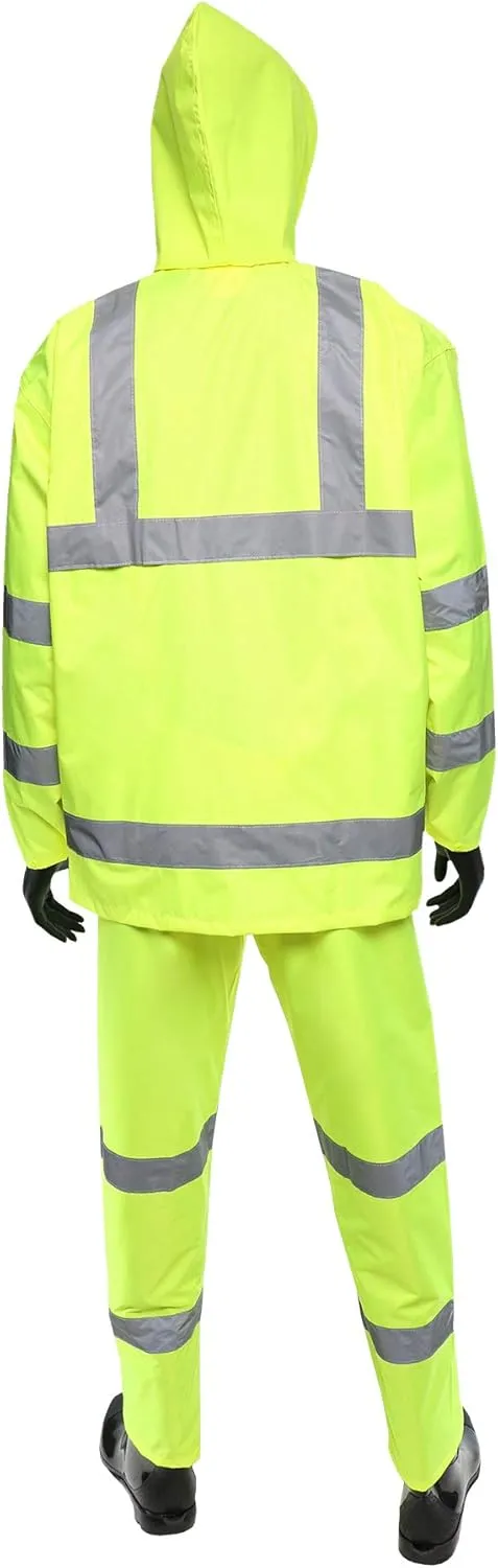 West Chester 4033 HI-VIS Rain Suit - 4X Large 3 Piece Lime Green Rain Suit, Poly Oxford Material with PU Coating. Safety Work Wear