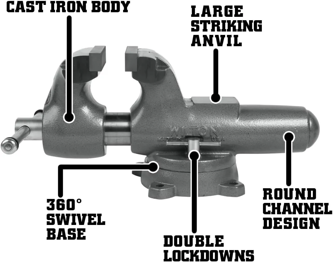 Wilton Machinist Bench Vise, 6" Jaw Width, 10" Jaw Opening, 5-1/2" Throat (Model 600S)