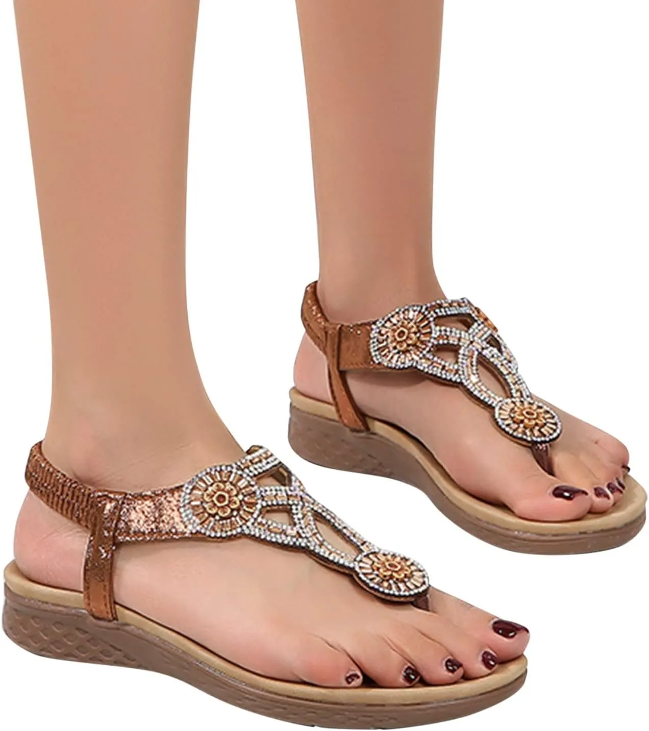 Women Sandals Elastic Ankle Strap Casual Beach Slip On Shoes Orthopedic Flip Flops Women Shower Flip Flops Women