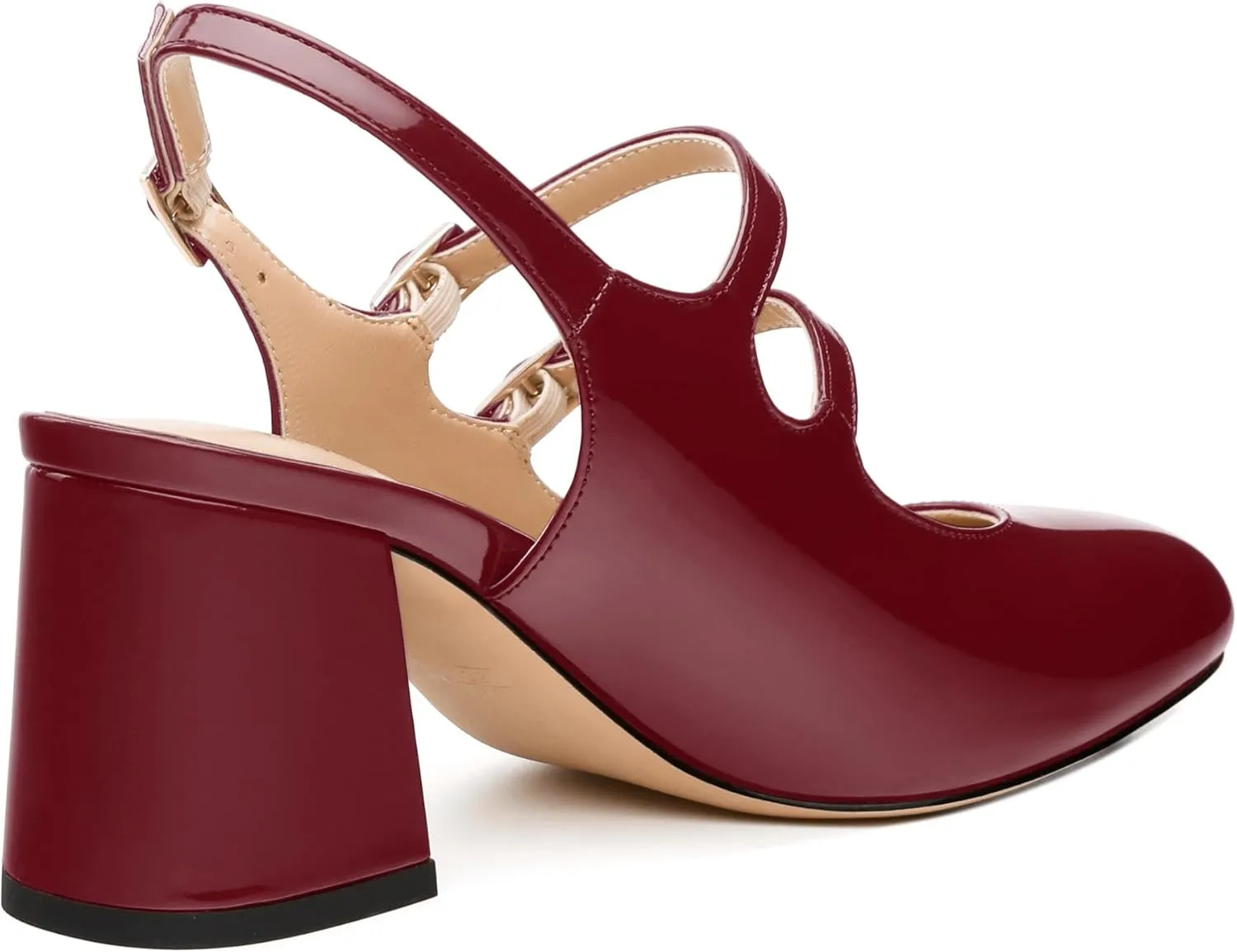 Women's Brown Slingback Heels: Classic Round Toe Mid Chunky Heels, Slip On, Closed Toe, Wedding, Work, All Seasons