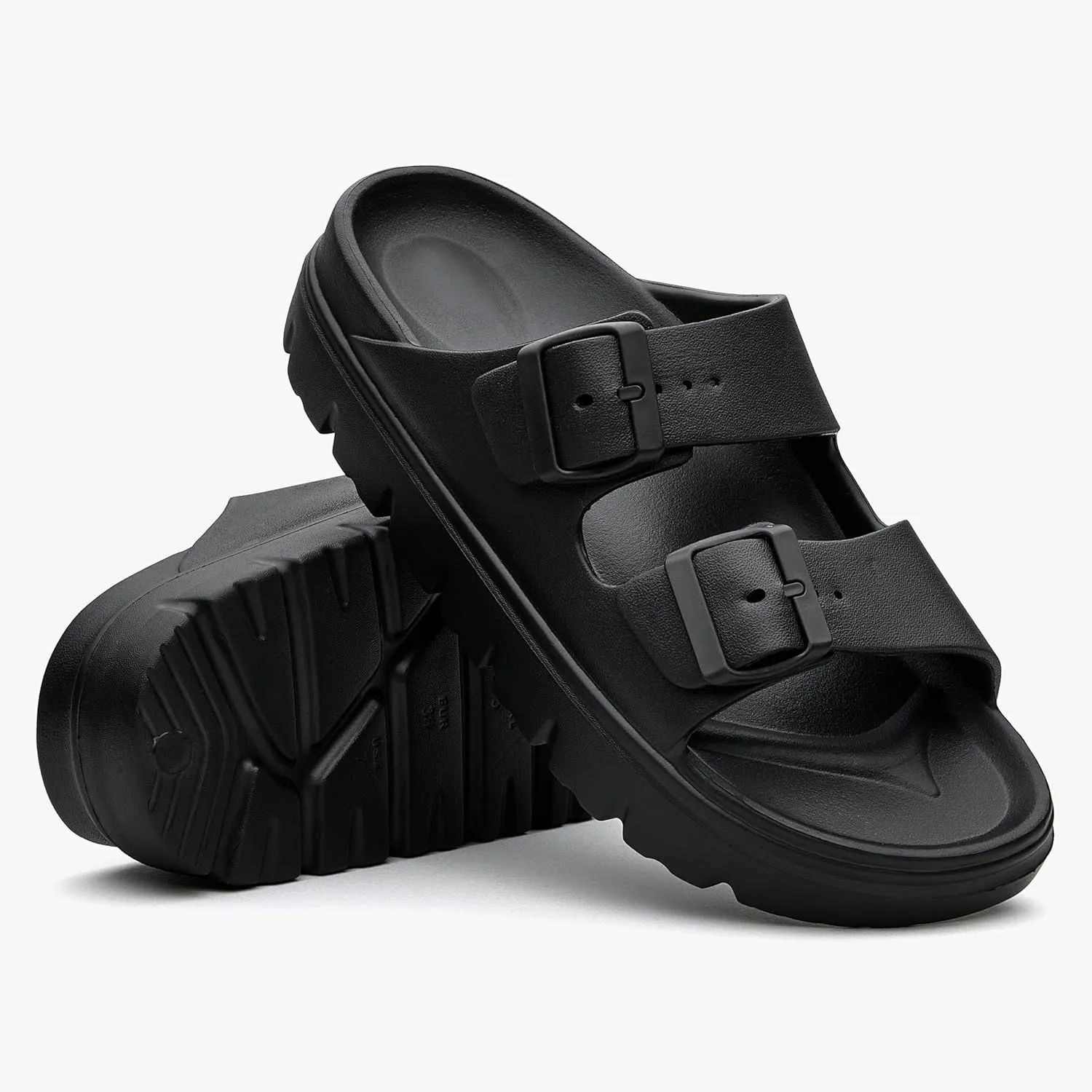 Women's Double Buckle Adjustable EVA Slide Sandals