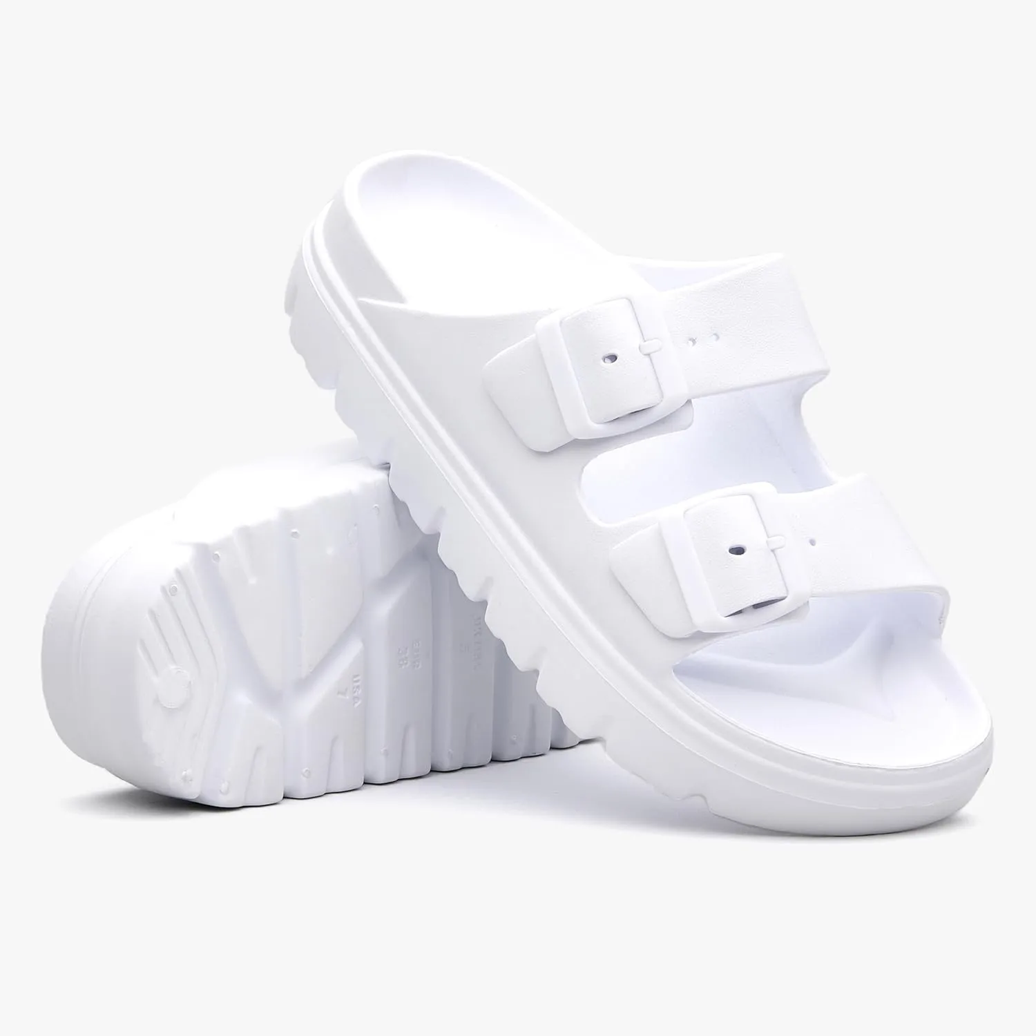 Women's Double Buckle Adjustable EVA Slide Sandals