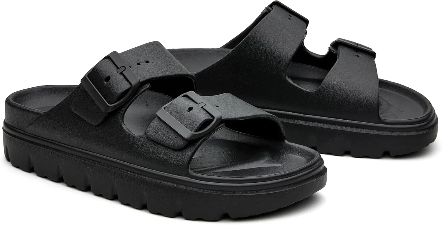 Women's Double Buckle Adjustable EVA Slide Sandals