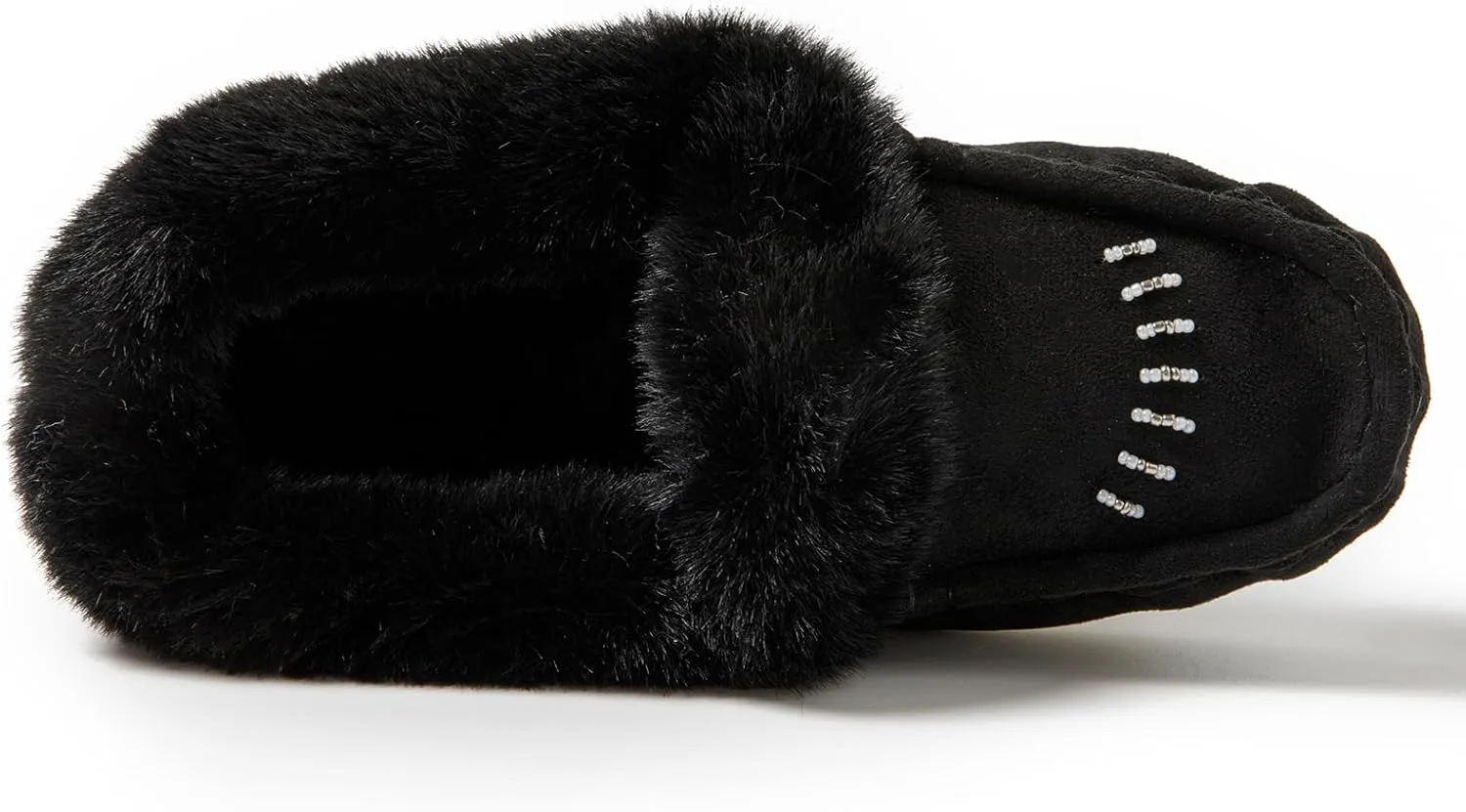 Women's Faux-Fur Beaded Vegan Moccasin Slipper Shoes
