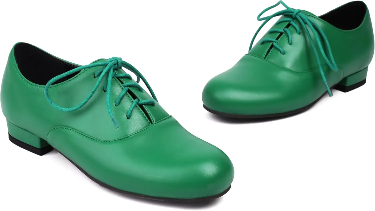 Women's Flats Lace Up Oxford Round Toe PU Leather Low Heel Pumps Closed Toe Shoes
