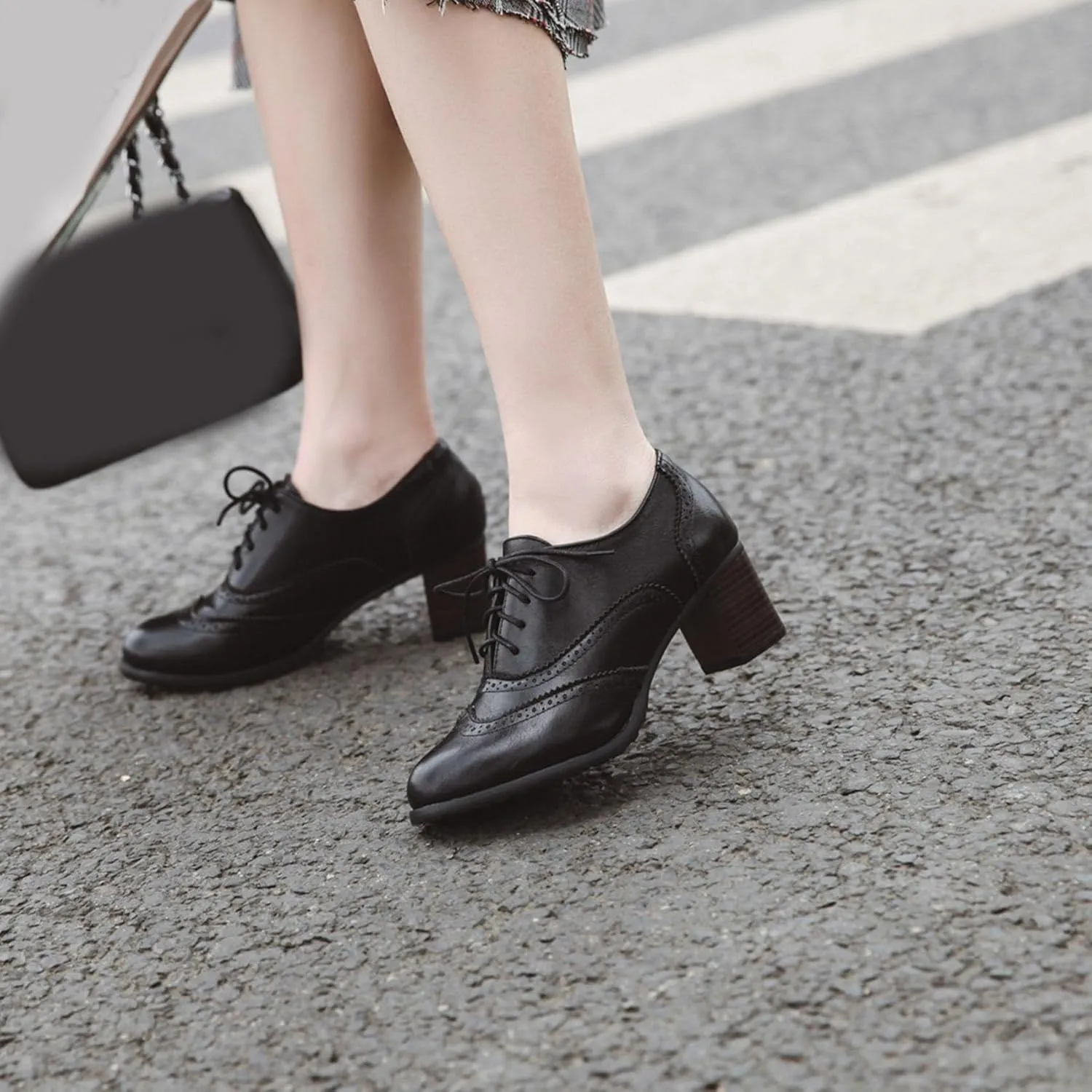Womens High Heel Pumps Lace Up Oxfords Brogues Shoes