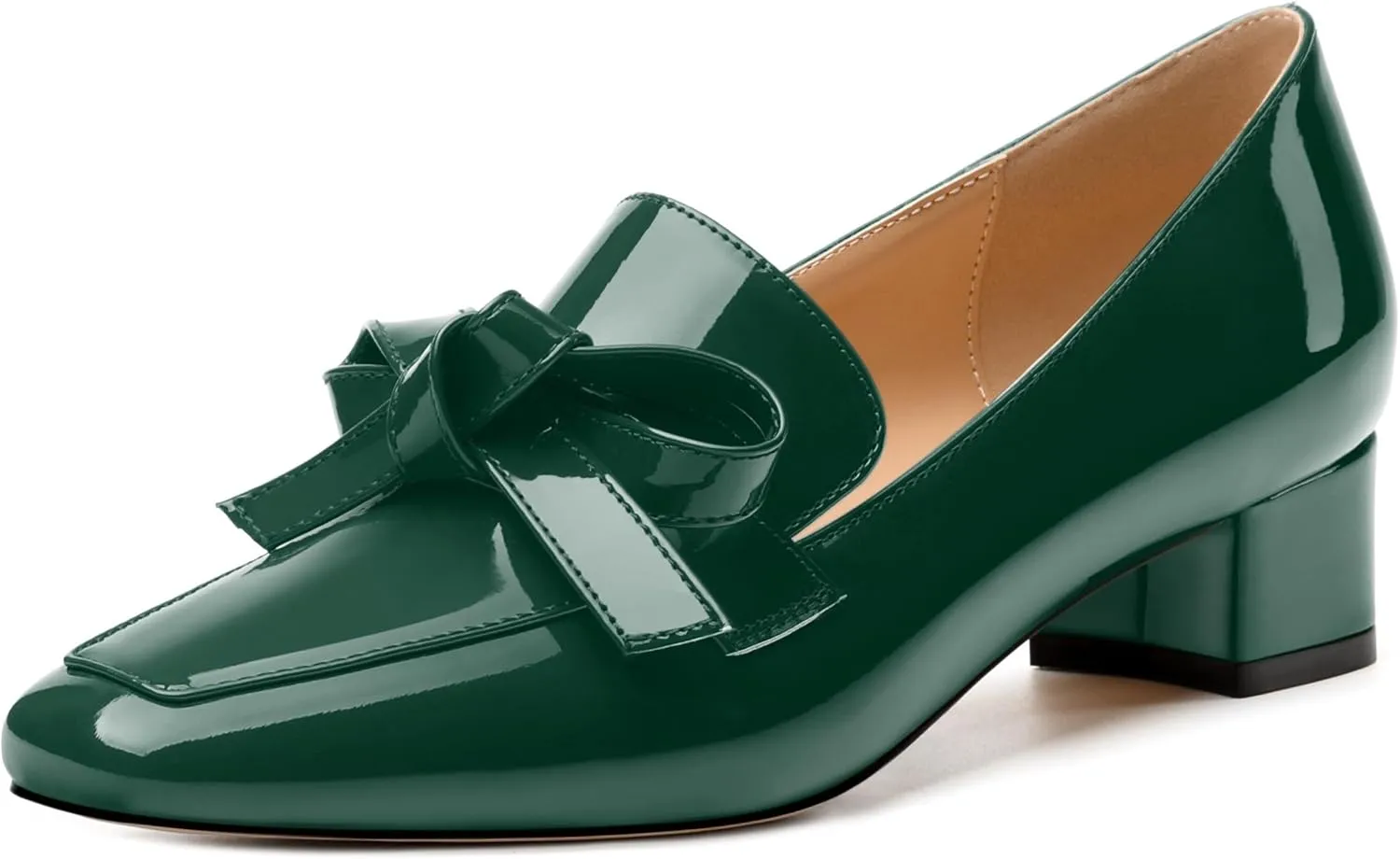 Womens Loafer with Heel, Comfortable Chunky Heels for Women, Loafers Shoes with Bowknot Womens Bunion Dress Shoes