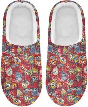 Women's Memory Foam Spa Slippers Plush Lining Non-Slip House Slide Sandals Bedroom Home Office Travel Yoga XL Red Buffalo Plaid Tartan Check Scotland Wildlifes Wildland