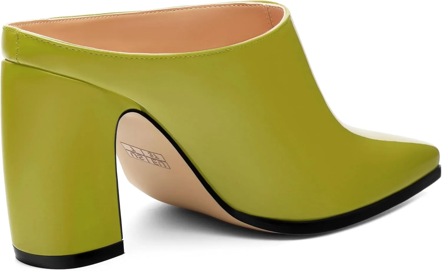 Womens Mules, Closed Square Toe Chunky Heel Mules, High Block Heel Backless Loafers Shoes, Slip On Mules for Women Dress Party Shoes 3.35 Inch