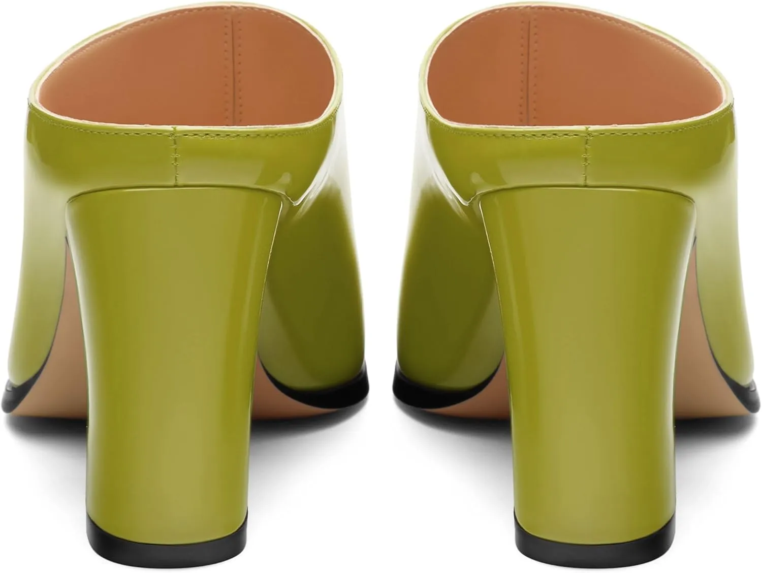 Womens Mules, Closed Square Toe Chunky Heel Mules, High Block Heel Backless Loafers Shoes, Slip On Mules for Women Dress Party Shoes 3.35 Inch