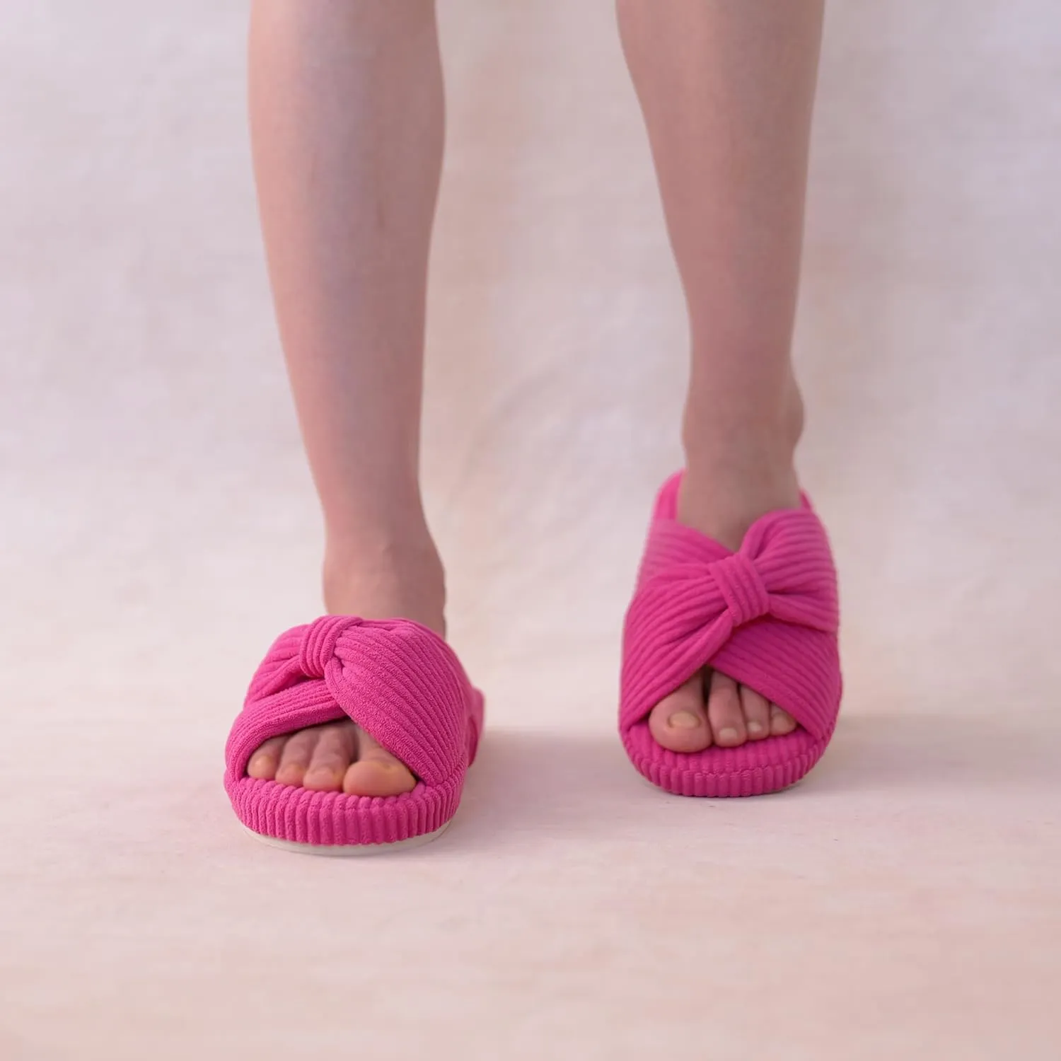 Women's Orthopedic Arch Support Open Toe House Slippers for Plantar Fasciitis Ladies Cozy Memory Foam Bedroom Gift Slippers Fluffy Corduroy Bow Crossband Slide