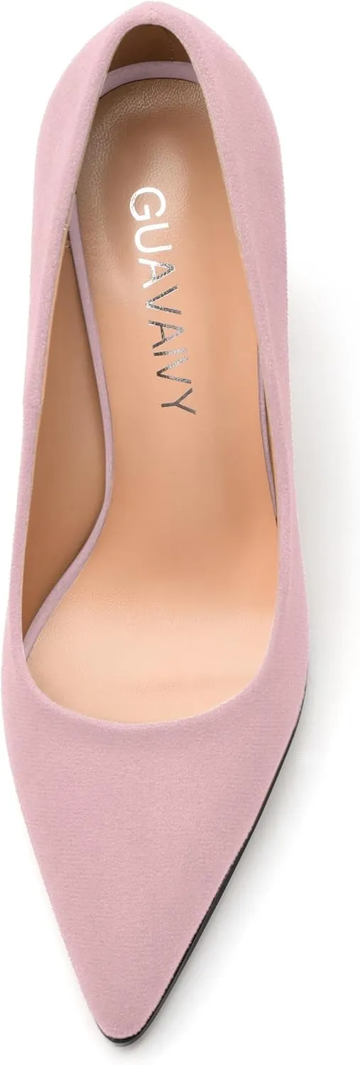 Women's Pumps, Pointed Toe Block High Heels, Slip On Fashion Chunky Heel Shoes for Women