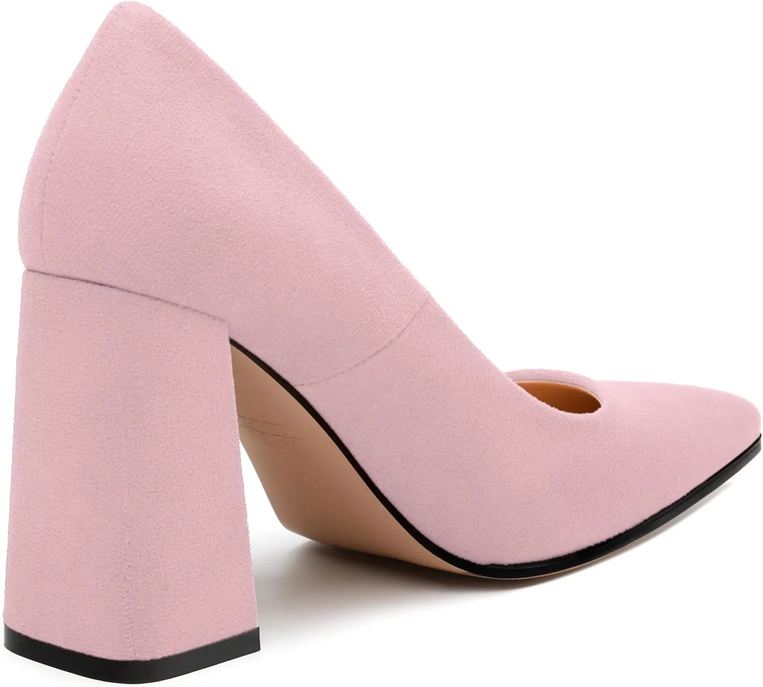 Women's Pumps, Pointed Toe Block High Heels, Slip On Fashion Chunky Heel Shoes for Women
