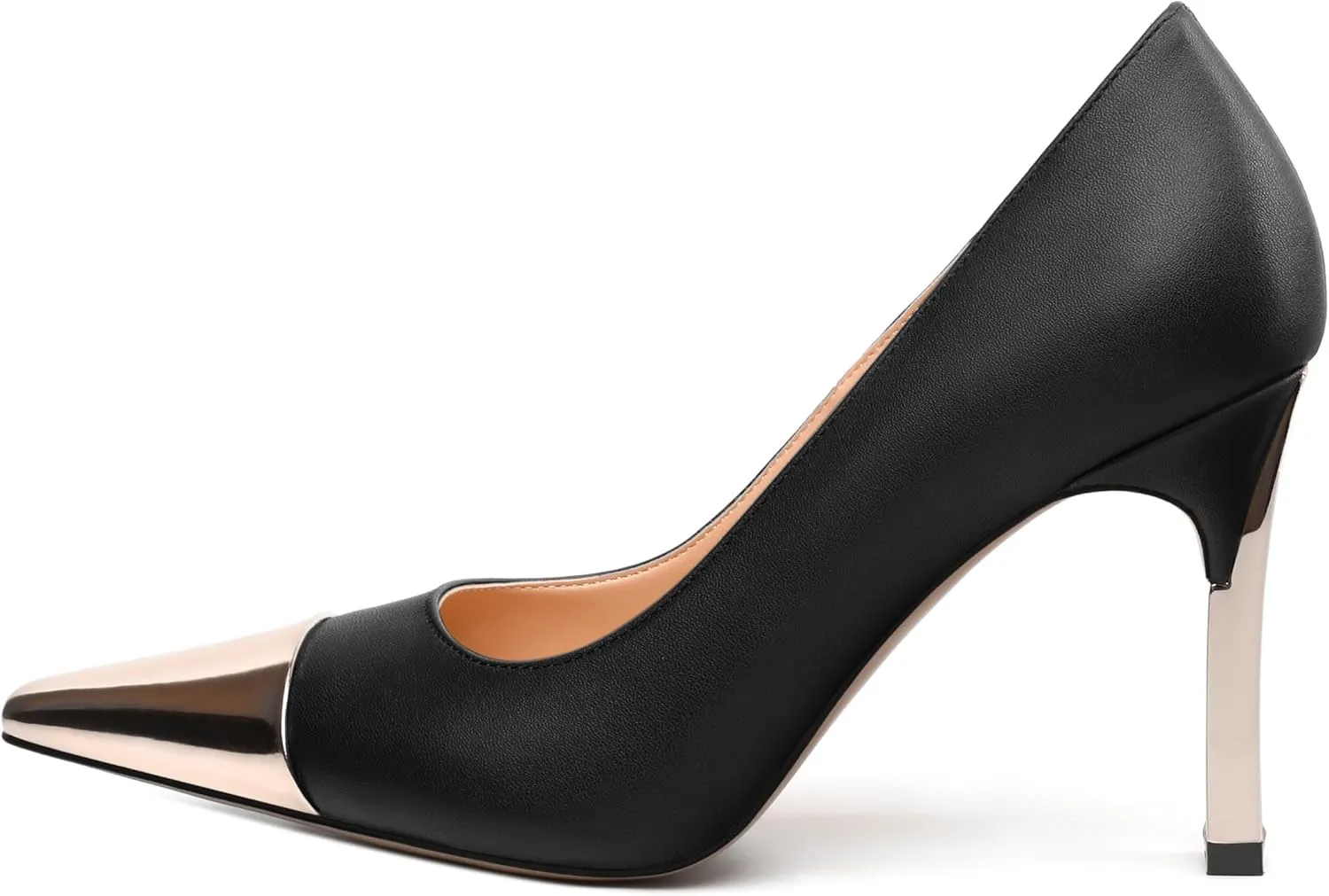 Women's Pumps, Square Toe Chunky High Heels, Slip On Fashion Two Toned Patchwork Womens Shoes for Office Wedding Party