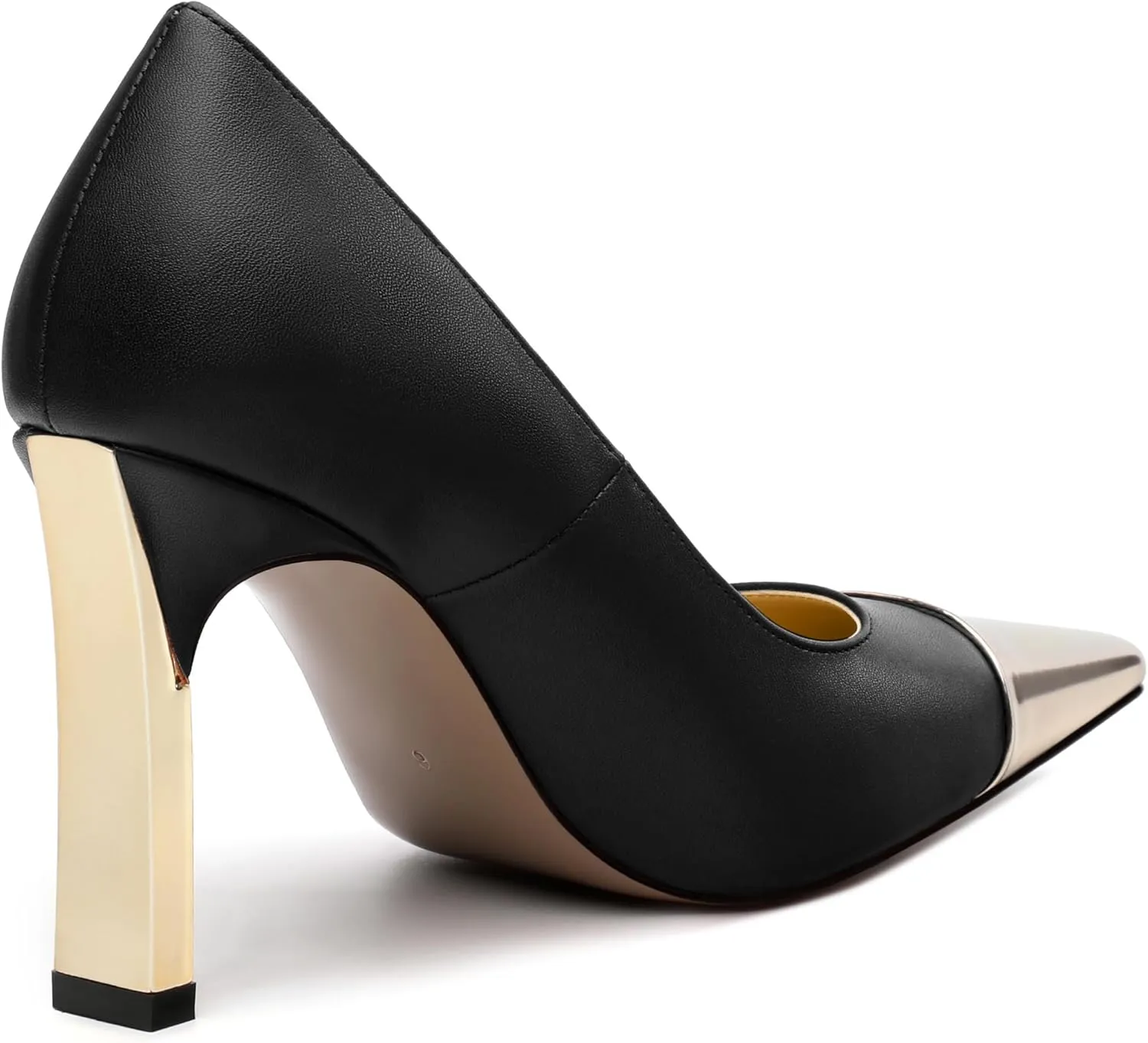 Women's Pumps, Square Toe Chunky High Heels, Slip On Fashion Two Toned Patchwork Womens Shoes for Office Wedding Party