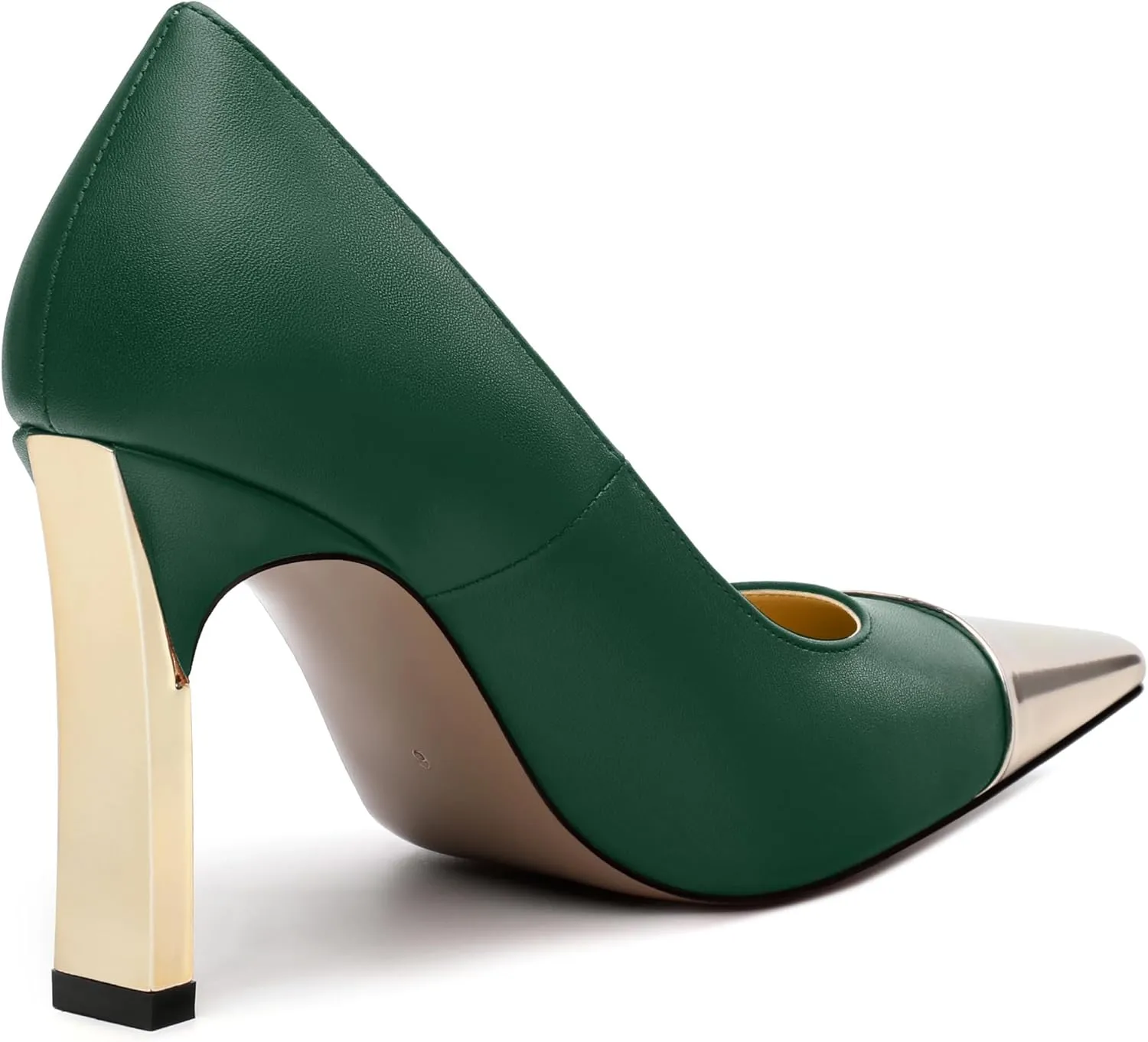 Women's Pumps, Square Toe Chunky High Heels, Slip On Fashion Two Toned Patchwork Womens Shoes for Office Wedding Party