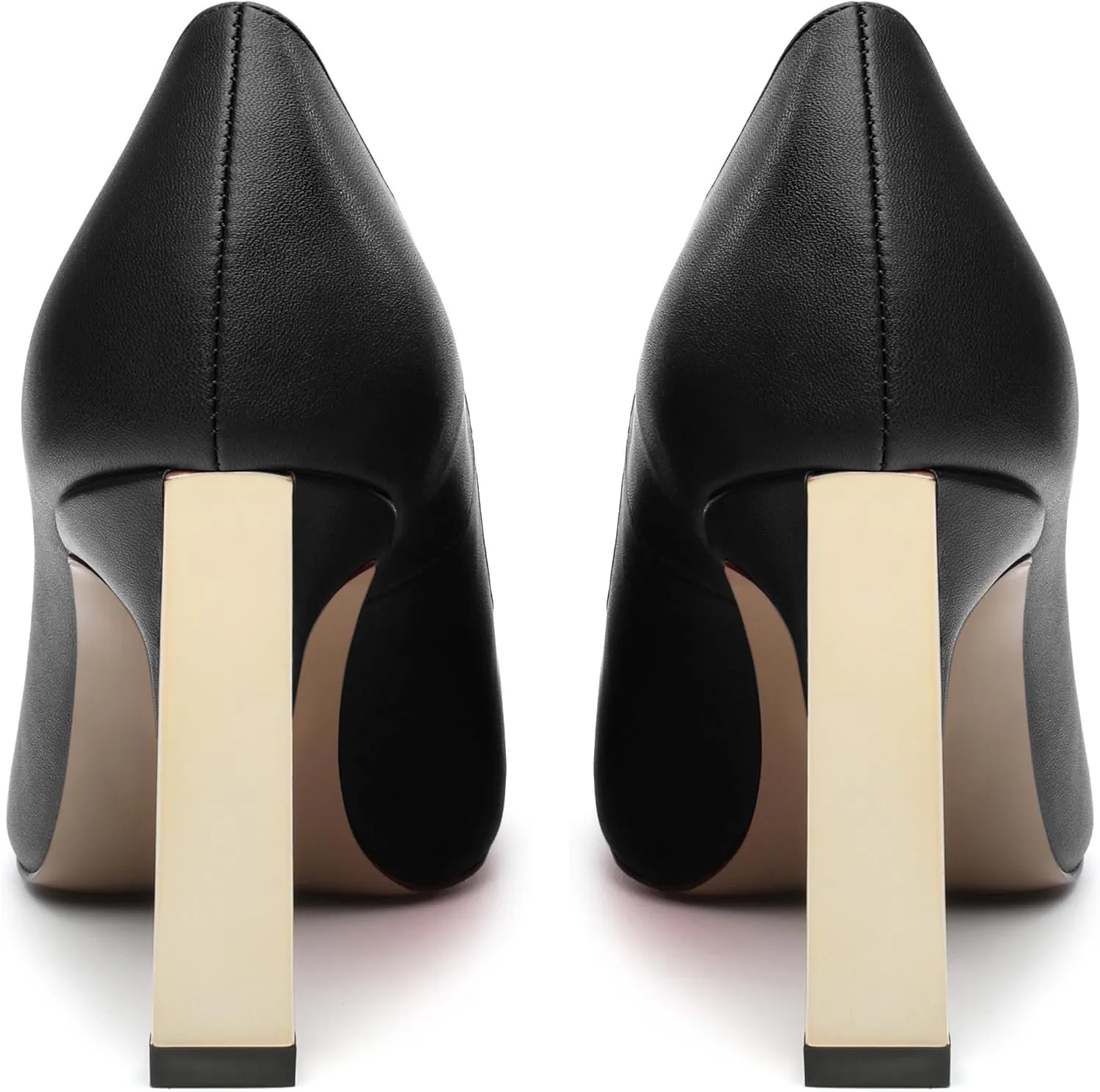 Women's Pumps, Square Toe Chunky High Heels, Slip On Fashion Two Toned Patchwork Womens Shoes for Office Wedding Party