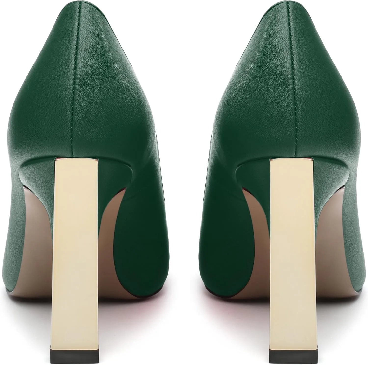 Women's Pumps, Square Toe Chunky High Heels, Slip On Fashion Two Toned Patchwork Womens Shoes for Office Wedding Party