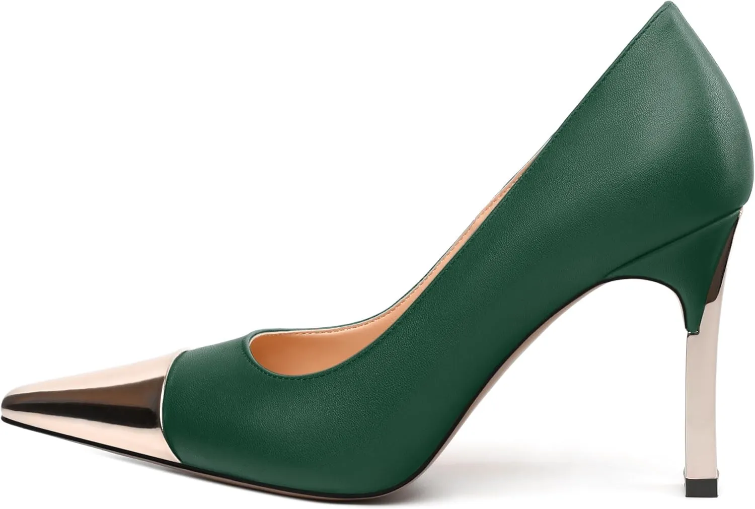 Women's Pumps, Square Toe Chunky High Heels, Slip On Fashion Two Toned Patchwork Womens Shoes for Office Wedding Party