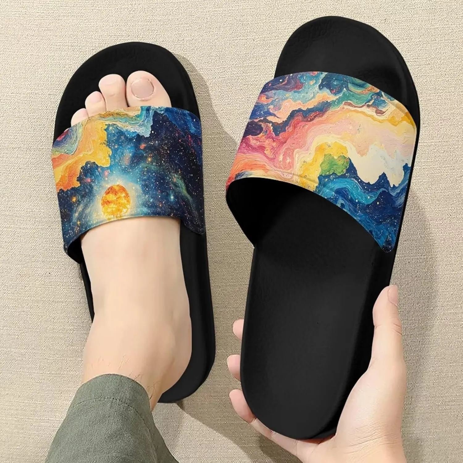 Womens Slide Sandals Non-Slip Bathroom Shower Slipper Shoes House Slides Indoor Outdoor Fashion Beach Sandals Size 6-13.5